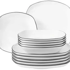 Seltmann Weiden Lido Black Line Tafelservice 12-teilig Eckig