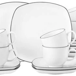 Seltmann Weiden Lido Black Line Kaffeeservice 18-teilig Eckig