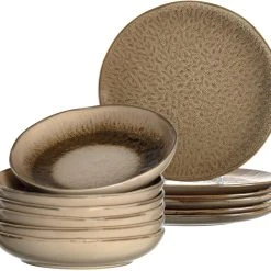 Leonardo Tellerset MATERA 12-teilig Beige Keramik