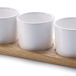 Continenta Tablett Aus Gummibaumholz Mit 3 Dipschalen